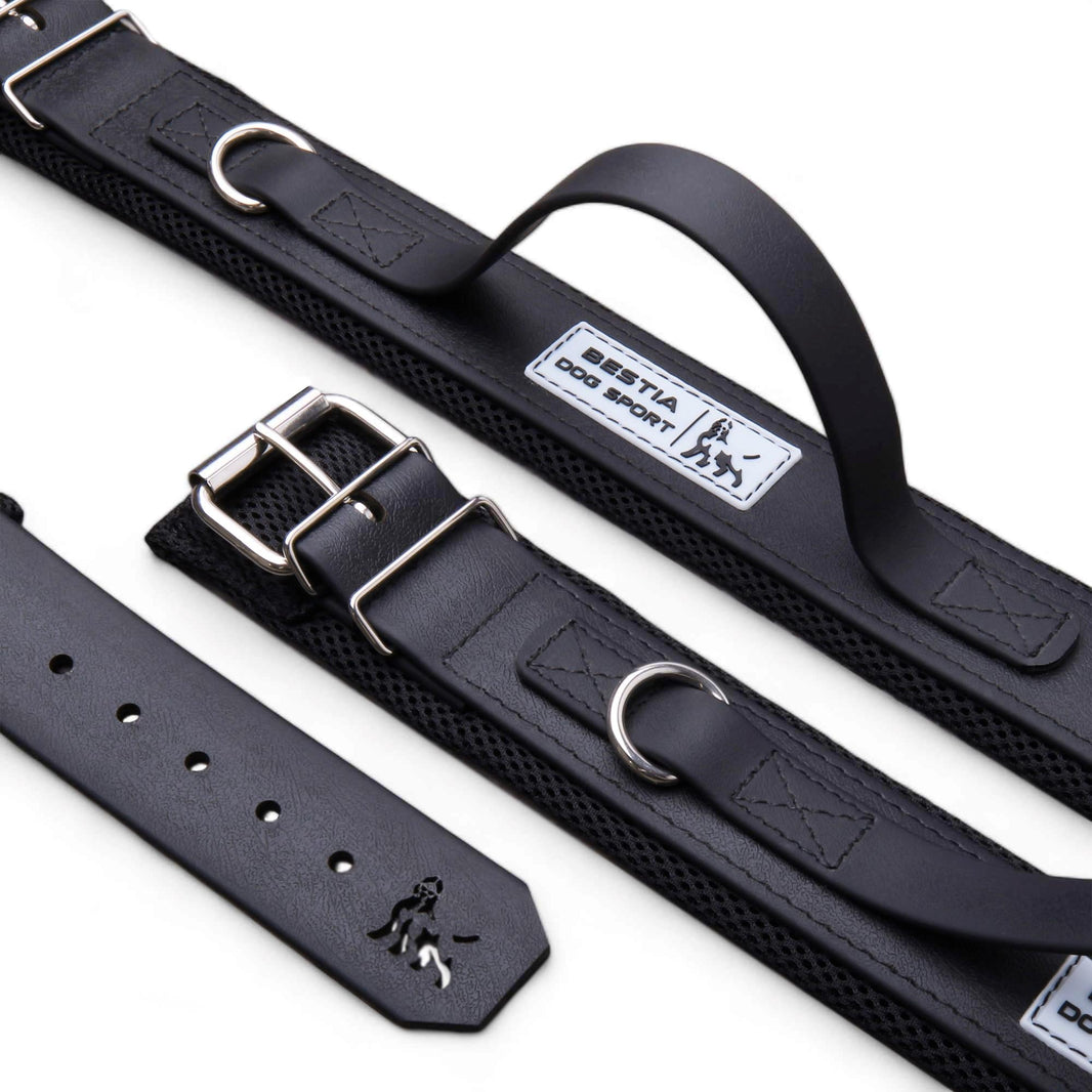 BESTIA DOG SPORT: Handle Collar - Leather - Grey Camouflage main image 0